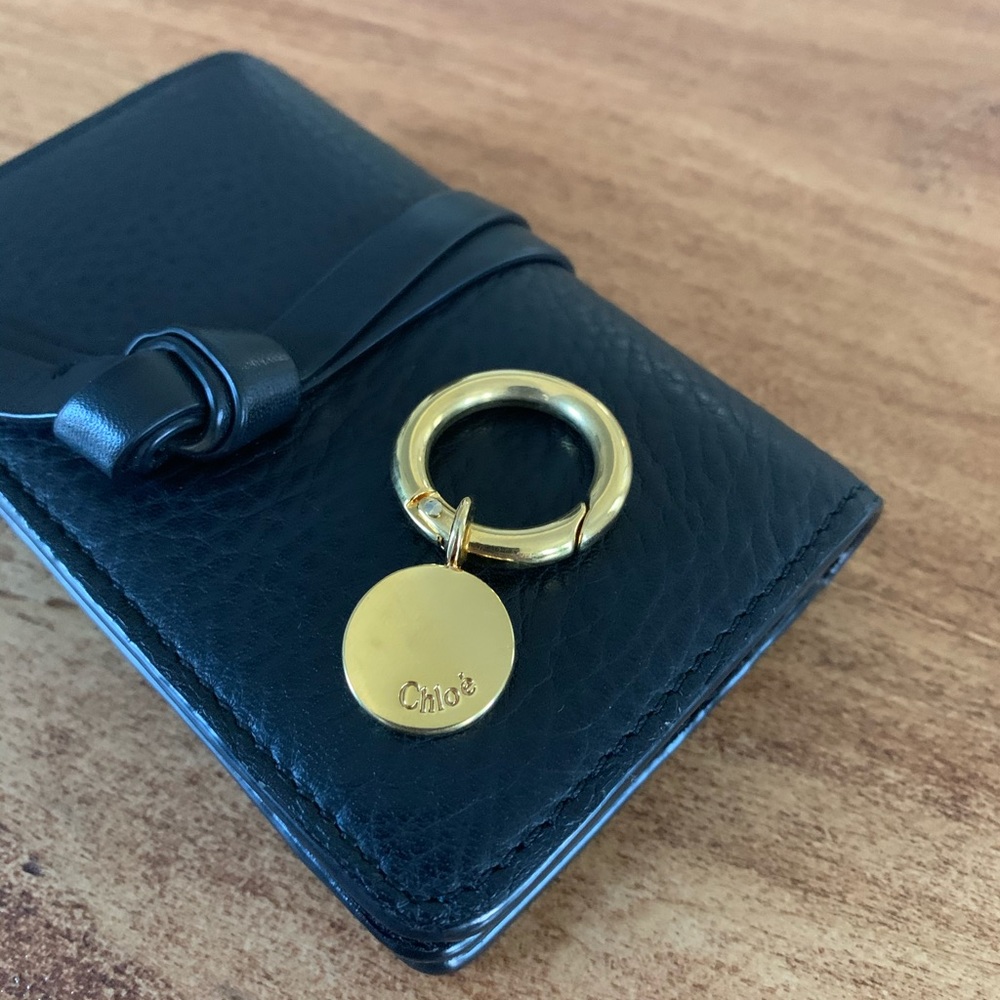 CHLOÉ Black Alphabet Leather Foldover Card Case
